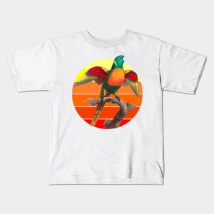 The Blue Headed Parrot retro sunset Kids T-Shirt